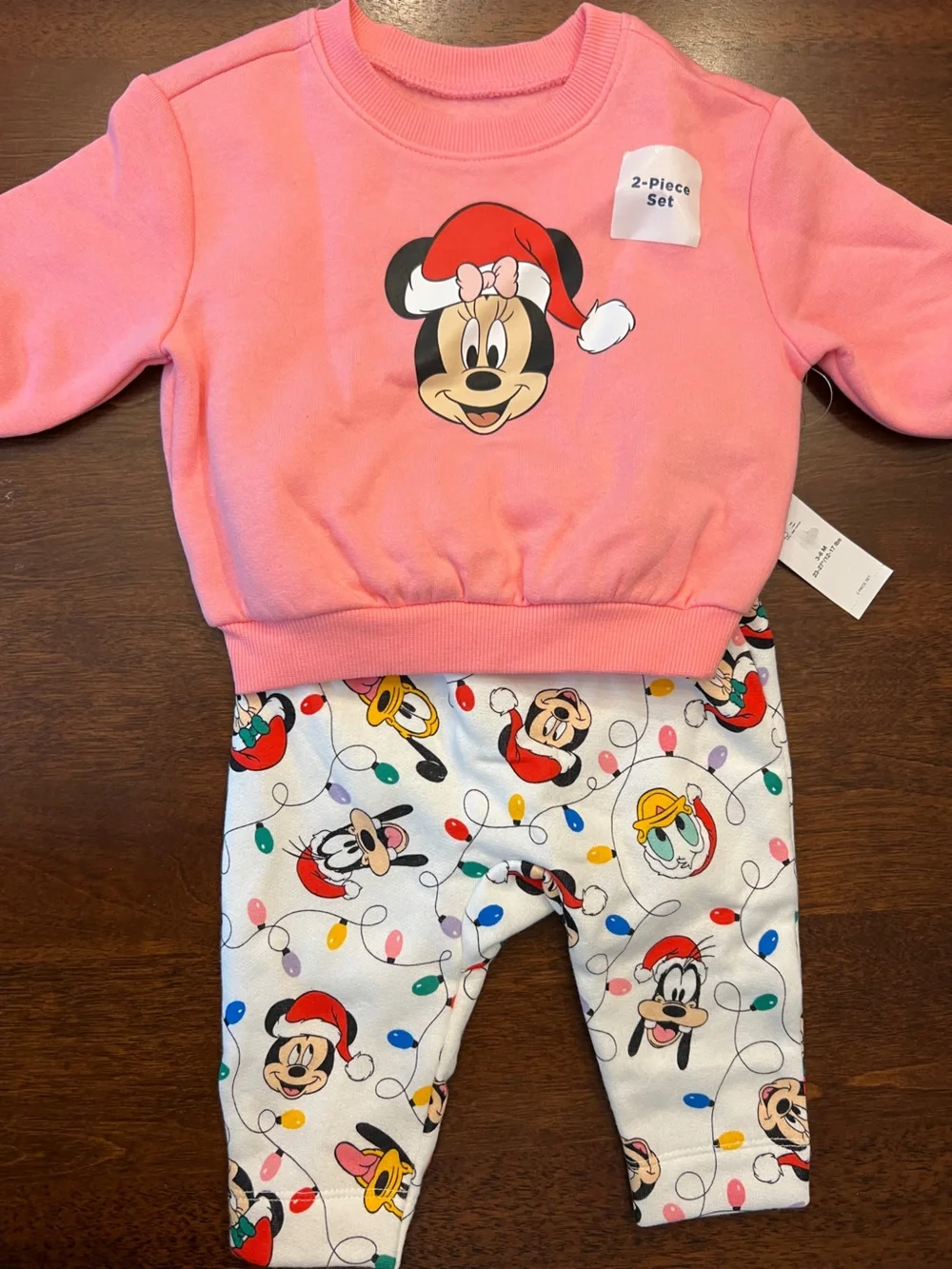 2 Piece Baby Holiday Christmas Set Size 3-6 Months Mickey Minnie Disney